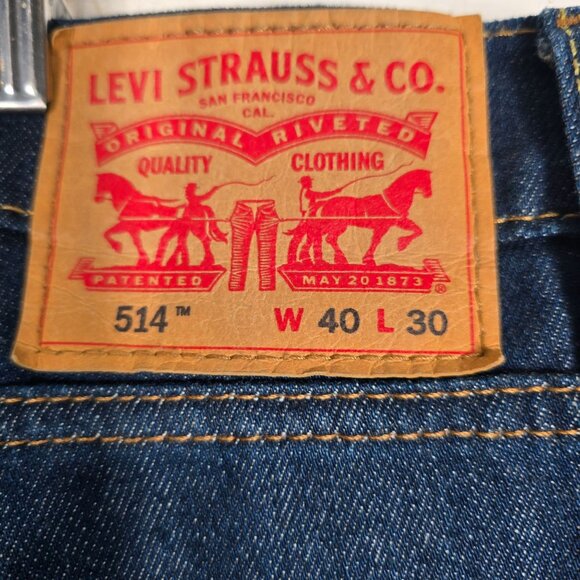 Levis Mens 514 Slim Straight‎ Jeans W40 L30 Original Riveted Denim Blue - Picture 7 of 8